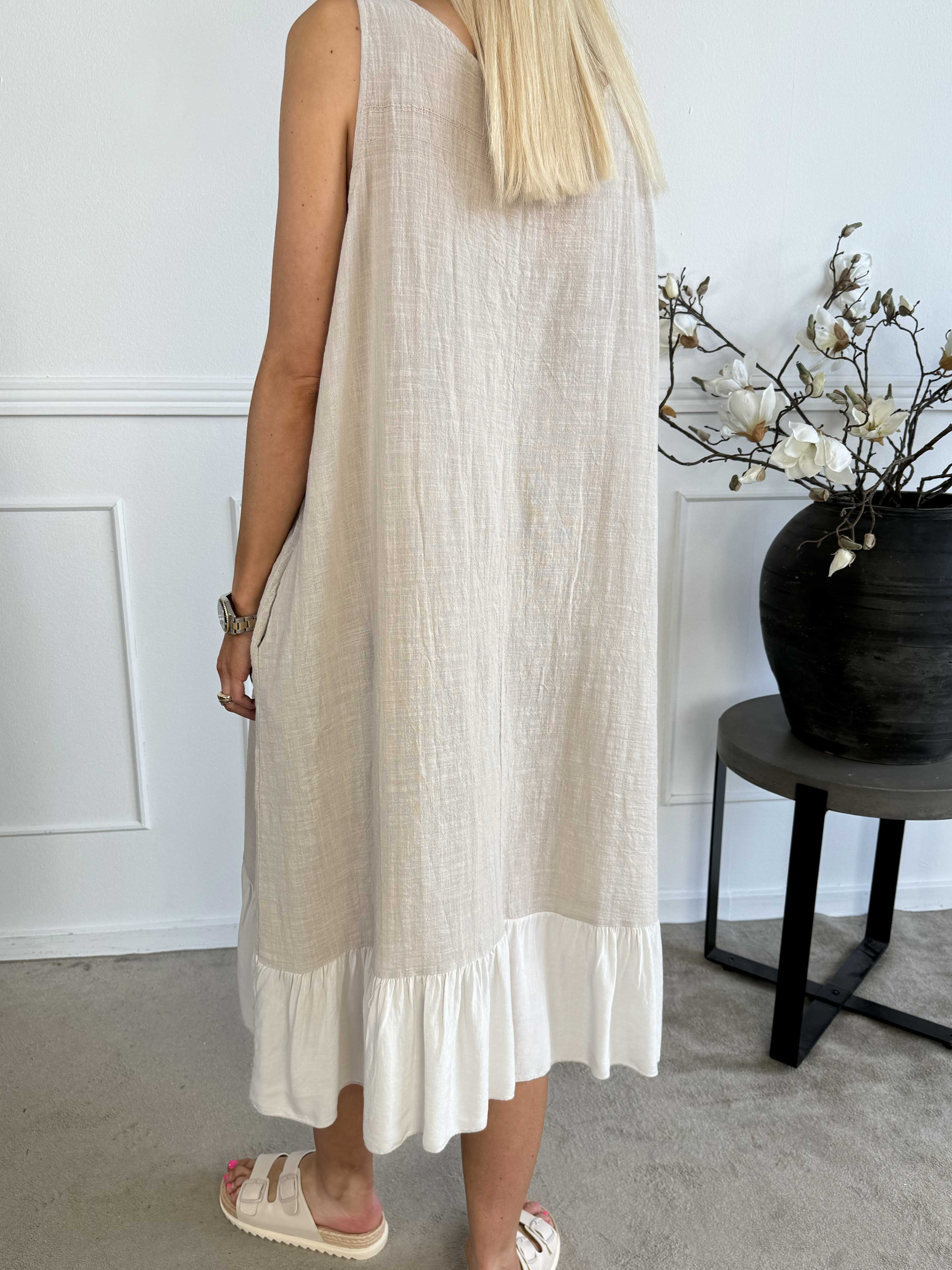 Mille - Sommarklänning i linne-look med volang